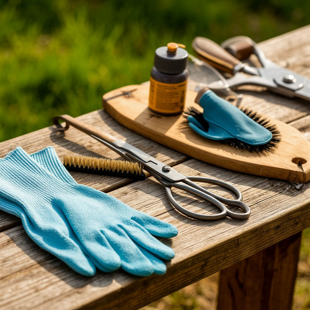 Hoof Care Routine Tools Setup