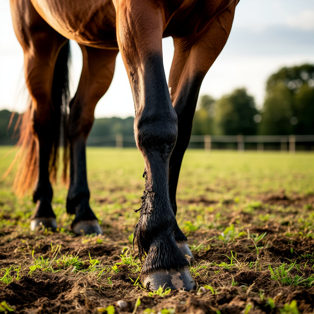 Horse hoof with early signs of thrush infection