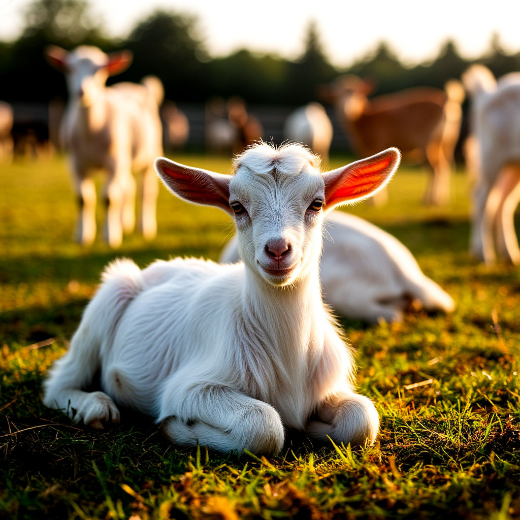 Limping goat resting away from herd