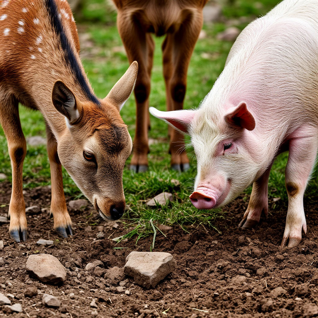 Wildlife with cloven hooves on various terrains